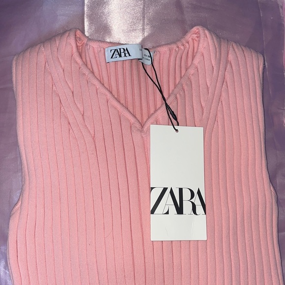 BNWT PINK ZARA SWEATER STYLE TANK TOP - Picture 2 of 4